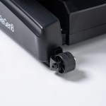 Close-up of small caster wheel on equipment base