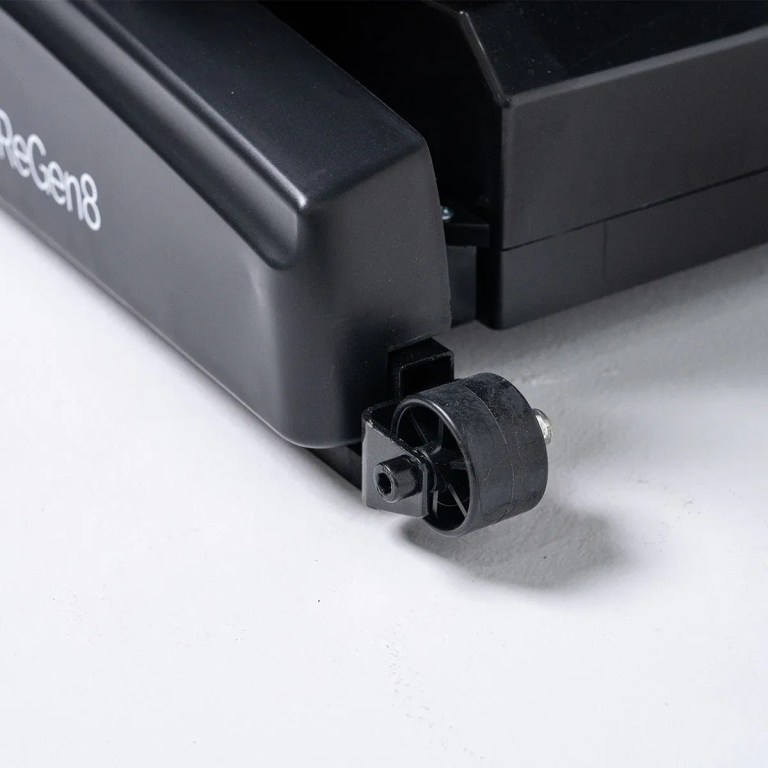 Close-up of small caster wheel on equipment base