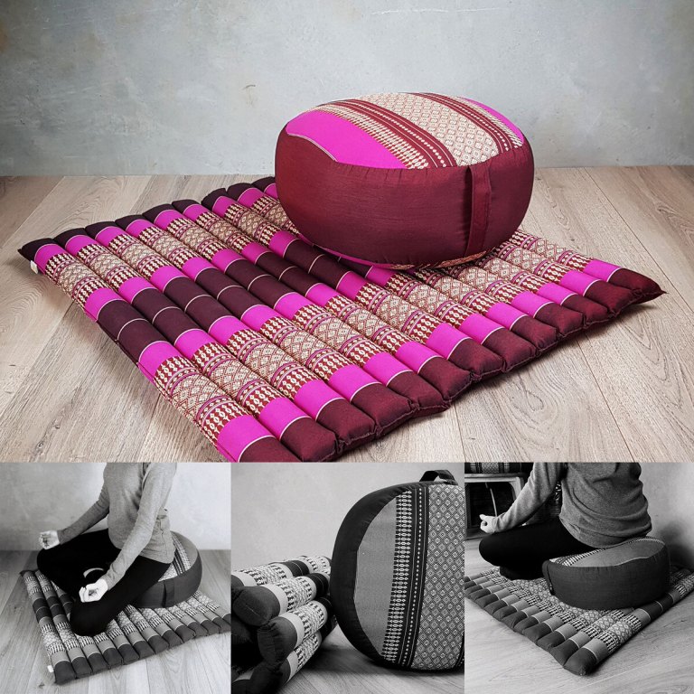 Pink and maroon Thai meditation cushion set