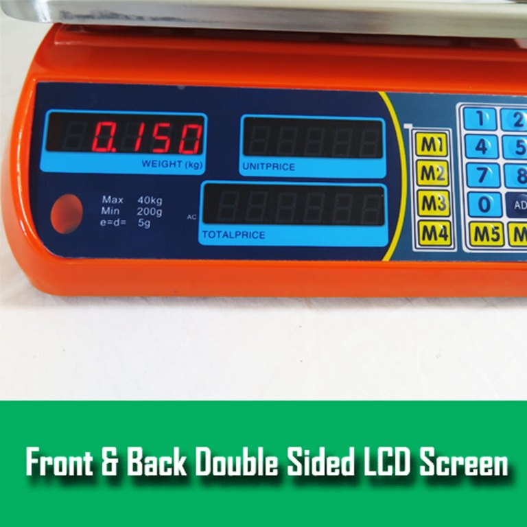 kitchen scale digital commercial postal shop electronic weight scales food 40kg orange Digital weighing scale with LCD display and keypad