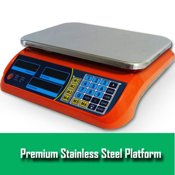 kitchen scale digital commercial postal shop electronic weight scales food 40kg orange Orange digital weighing scale with stainless steel platform
