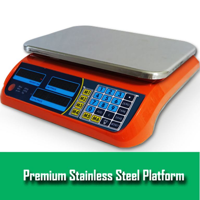 kitchen scale digital commercial postal shop electronic weight scales food 40kg orange Orange digital weighing scale with stainless steel platform