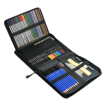 Comprehensive coloured pencil art set in case