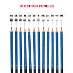 12 graded sketch pencils from 8B to 5H
