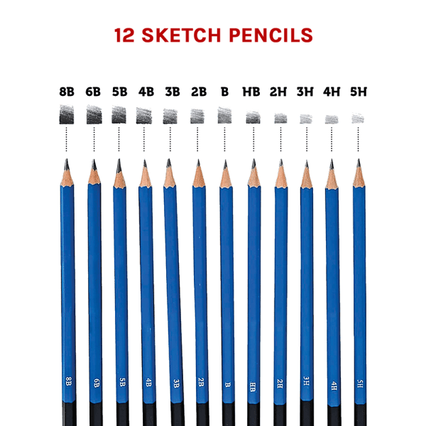 art sketch pencils oil drawing colouring graphite charcoal pencil set 72pcs/set 12 graded sketch pencils from 8B to 5H