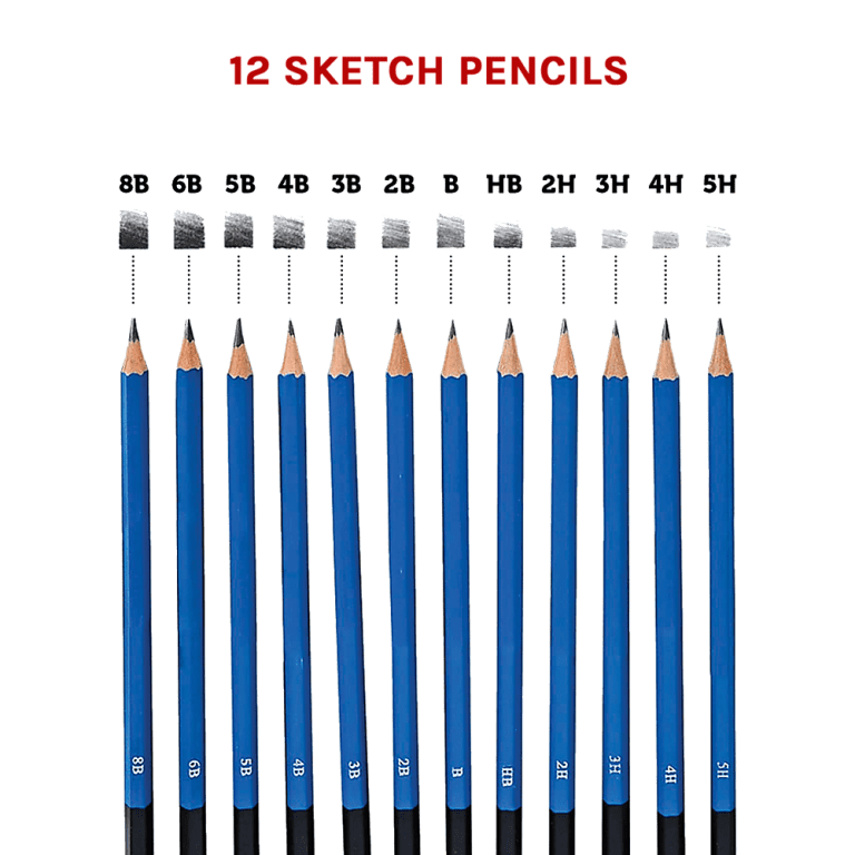 12 graded sketch pencils from 8B to 5H