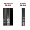 art sketch pencils oil drawing colouring graphite charcoal pencil set 72pcs/set Set of charcoal and pastel pencils on black