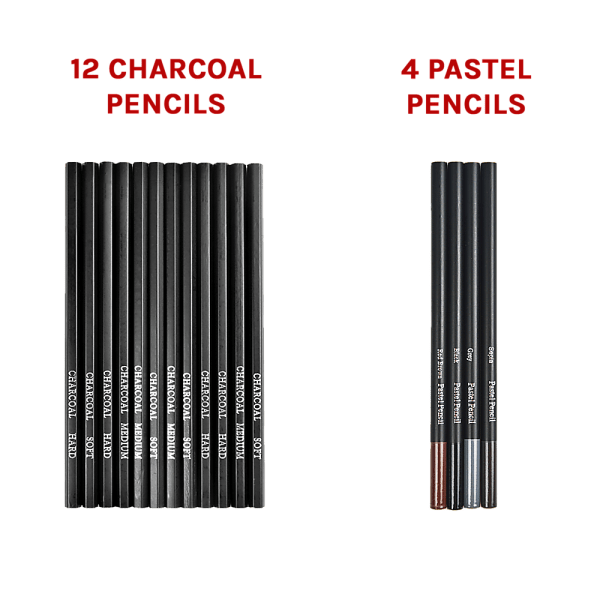 art sketch pencils oil drawing colouring graphite charcoal pencil set 72pcs/set Set of charcoal and pastel pencils on black
