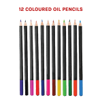 Set of 12 coloured oil pencils