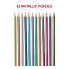 art sketch pencils oil drawing colouring graphite charcoal pencil set 72pcs/set Twelve metallic coloured pencils on black background