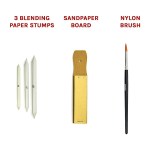 Blending stumps, sandpaper board and nylon brush