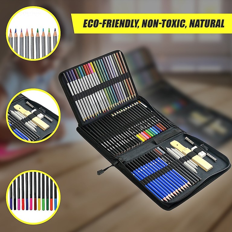 Eco-friendly coloured pencil art set in case
