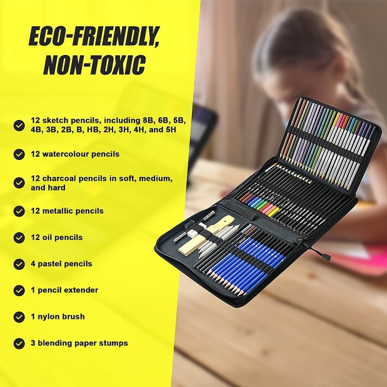 Eco-friendly art pencil set in zip case