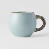 Light blue ceramic mug with brown handle