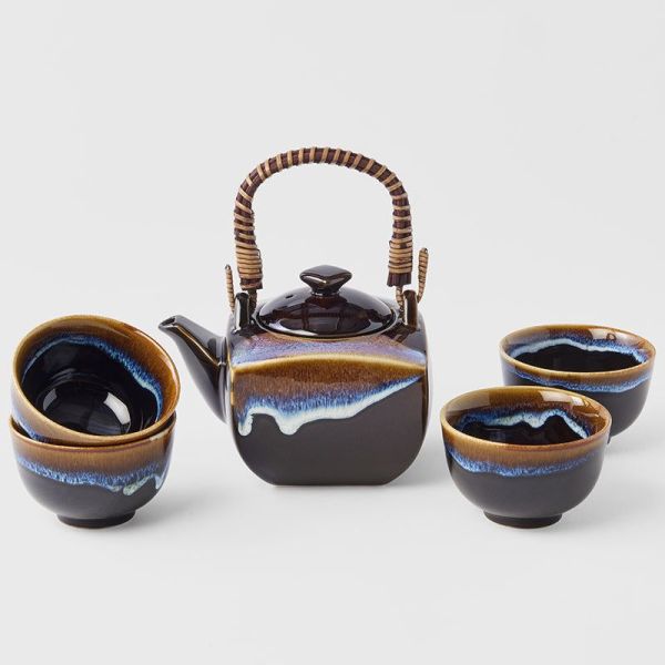 v637 c2826 00.jpg Ceramic teapot and cups with blue glaze