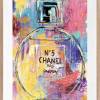Colourful abstract painting of Chanel No.5 perfume bottle