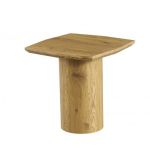 olive side table 50cm Square oak side table with cylindrical base