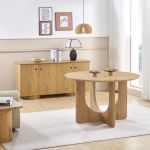 olive side table 50cm Minimalist living room with round wooden table