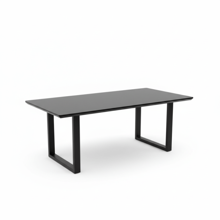 teso dining table 120cm Modern black rectangular dining table with metal legs
