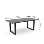 teso dining table 120cm Black rectangular table with dimensions labelled