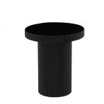 Black ribbed cylindrical side table with round top