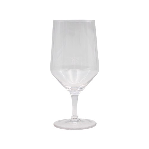 Clear stemmed wine glass on white background