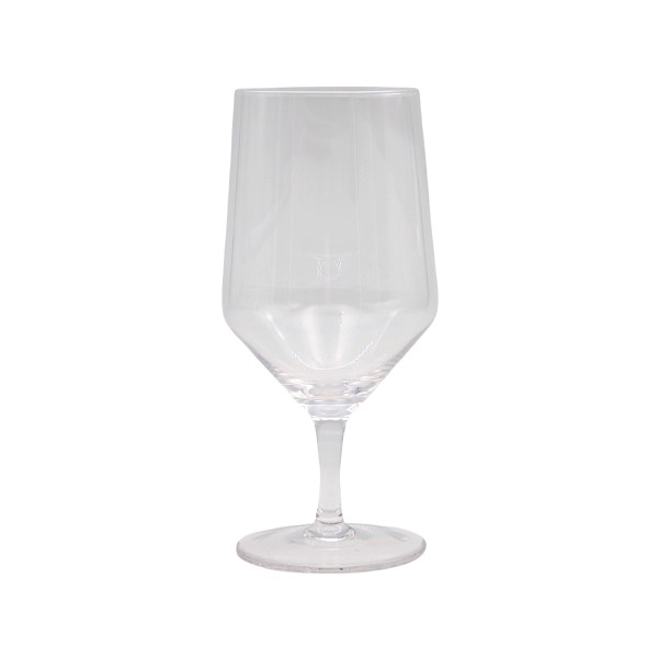 Clear stemmed wine glass on white background