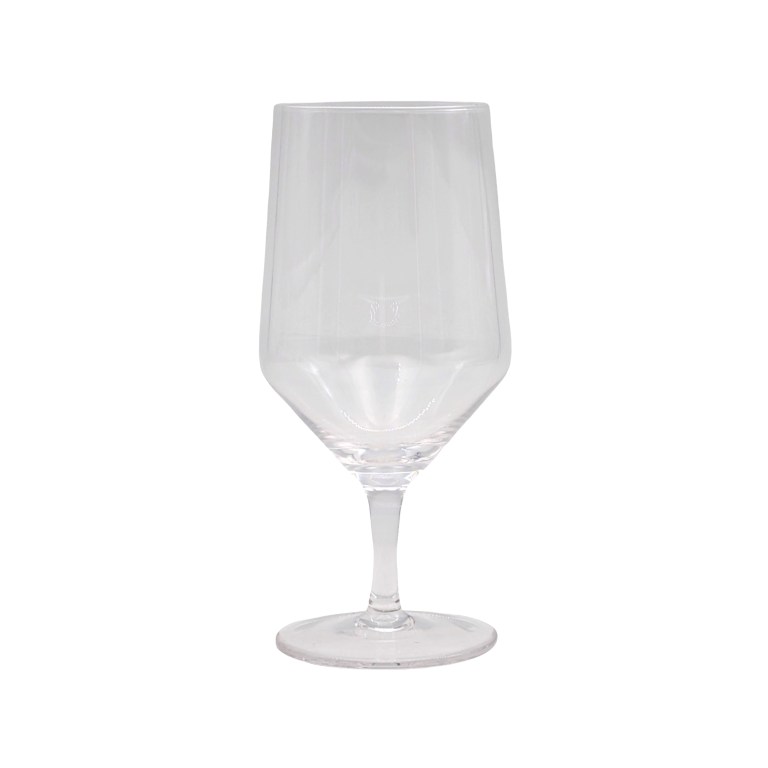Clear stemmed wine glass on white background
