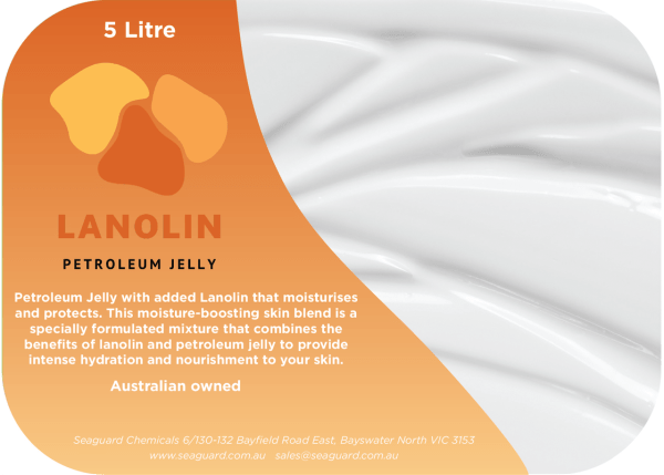 petroleum jelly with added lanolin 5 litre Lanolin petroleum jelly 5 litre product label