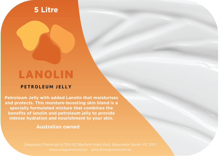 petroleum jelly with added lanolin 5 litre Lanolin petroleum jelly 5 litre product label