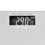 clevinger silver digital glass bathroom scale max capacity 180kg Digital bathroom scale display showing 29.0 kilograms