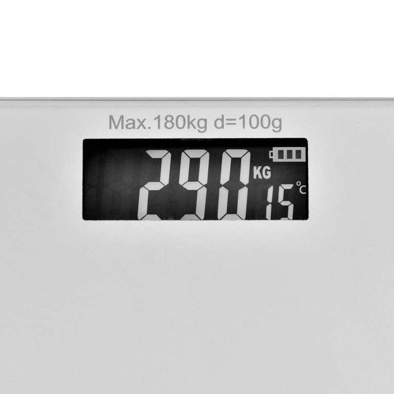 clevinger silver digital glass bathroom scale max capacity 180kg Digital bathroom scale display showing 29.0 kilograms