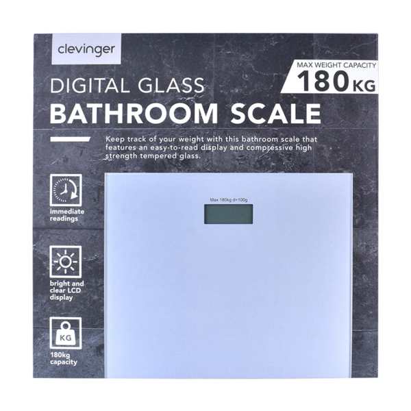 Clevinger digital glass bathroom scale packaging