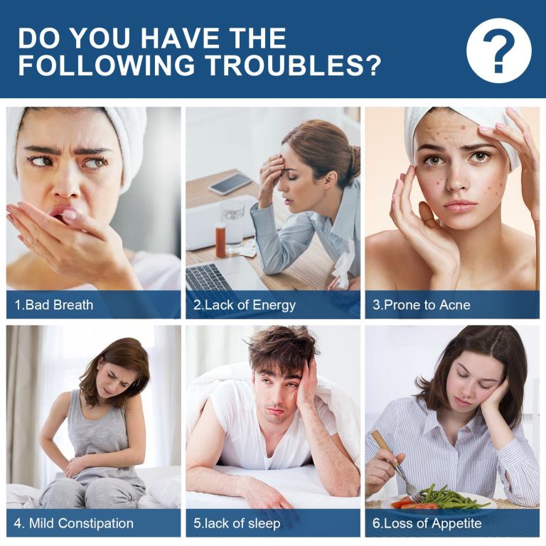 Collage of common health concerns and symptoms