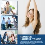 Woman stretching with healthy lifestyle collage