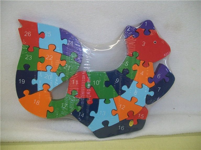 Colourful numbered dinosaur wooden puzzle