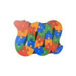 Colourful wooden alphabet puzzle in bear shape