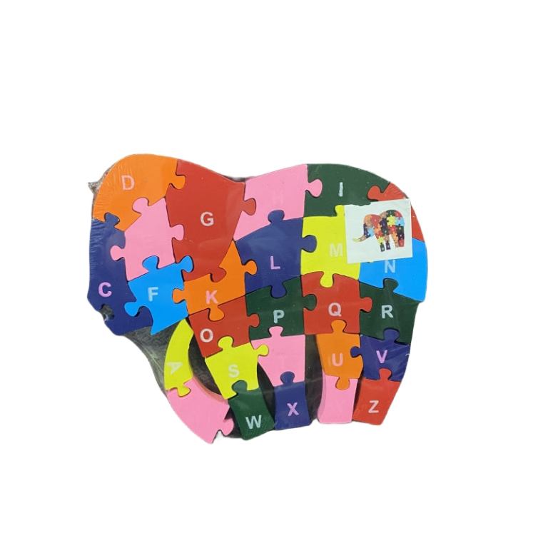 Colourful alphabet elephant wooden puzzle