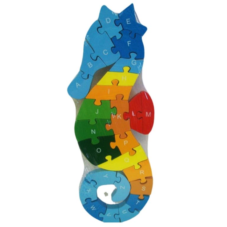 Colourful wooden seahorse alphabet puzzle