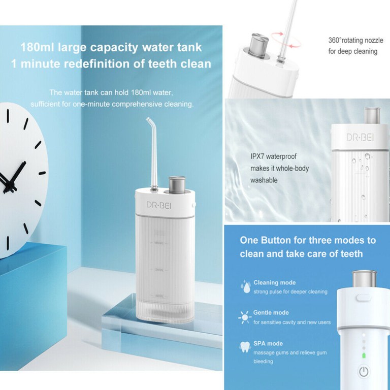 Cordless water flosser with 180ml tank