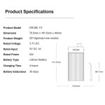DR.BEI F3 product specifications and dimensions diagram