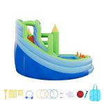 Inflatable blue and green backyard water slide
