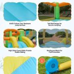 inflatable bounce house, 3.82 x 3.98 x 1.97 m inflatable bounce house water slide, bouncer castle with castle bounces, basketball hoop, splash pool & water ring toss, for 3 to 4 kids ages 3 to 8 Kids inflatable jumping castle safety features overview