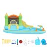 inflatable bounce house, 3.82 x 3.98 x 1.97 m inflatable bounce house water slide, bouncer castle with castle bounces, basketball hoop, splash pool & water ring toss, for 3 to 4 kids ages 3 to 8 Inflatable kids water park with slide and pool