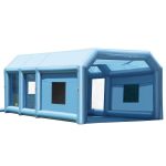 Large blue inflatable portable building with windows