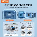 33ft inflatable paint booth with dimensions shown