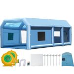Large blue inflatable shelter with accessories