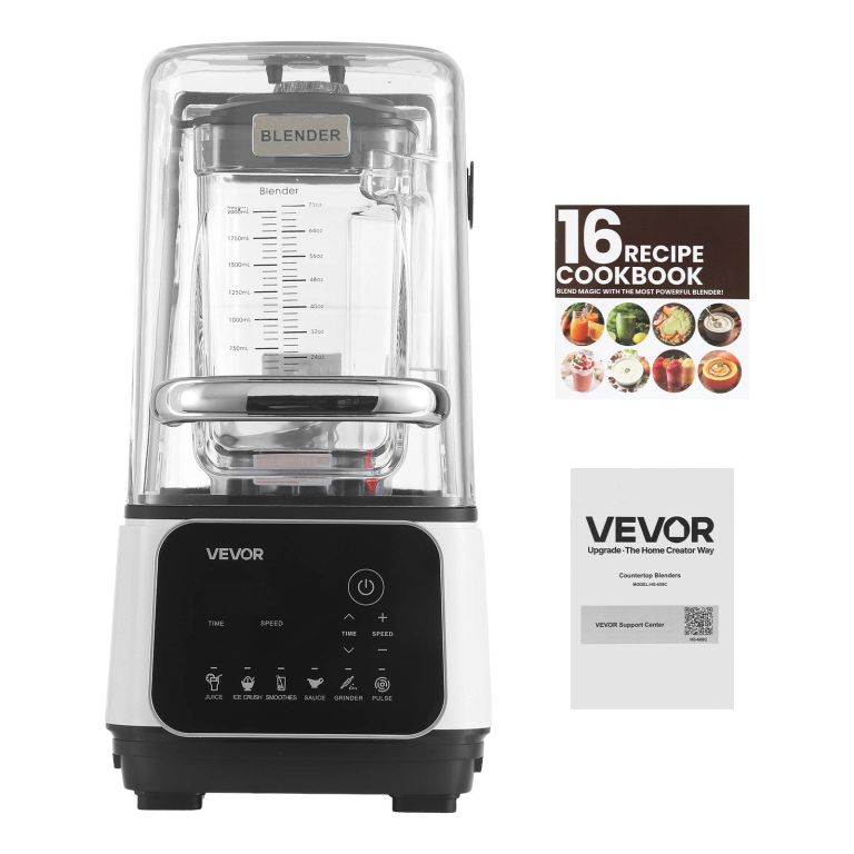 VEVOR countertop blender with soundproof cover and controls