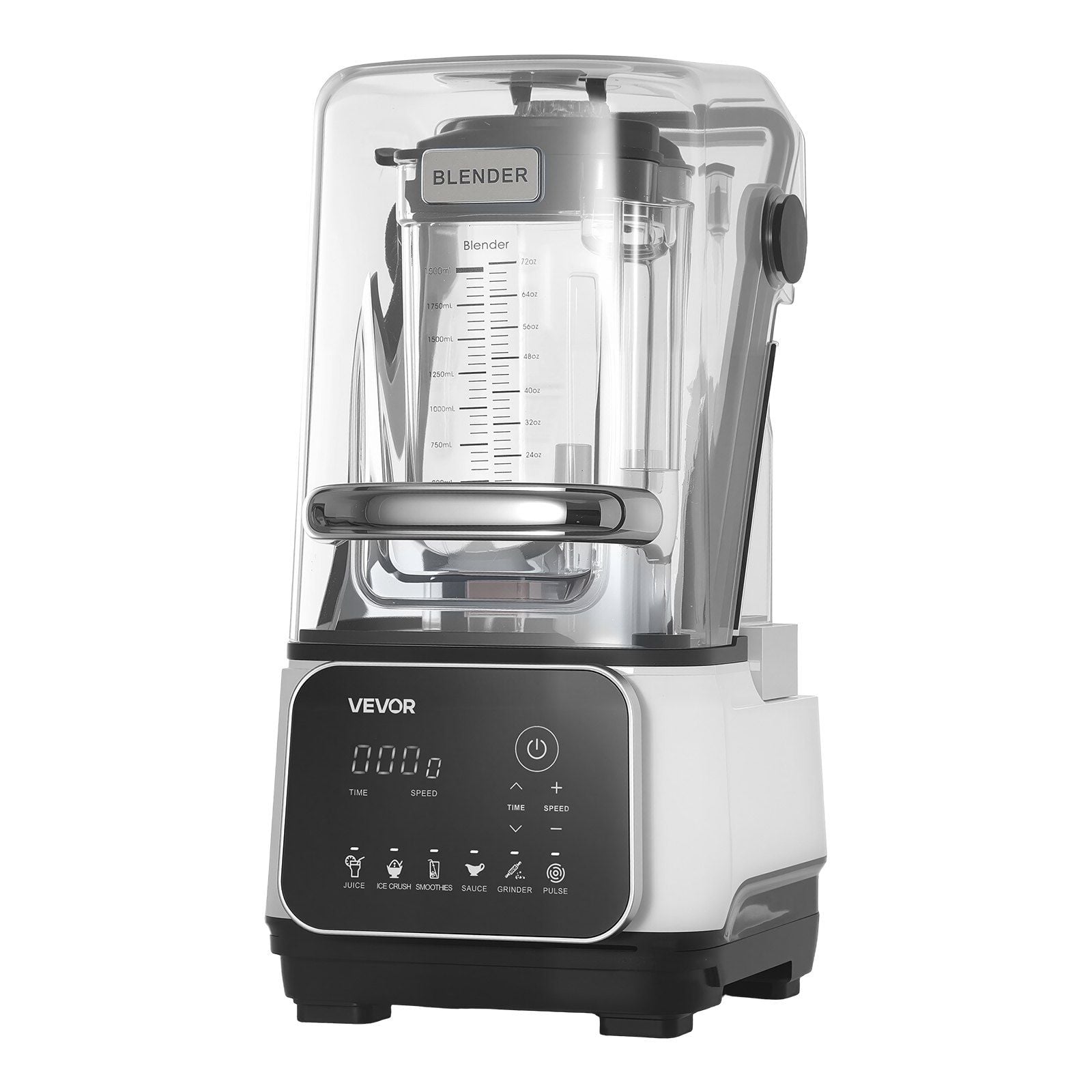 Commercial blender with soundproof cover and digital panel