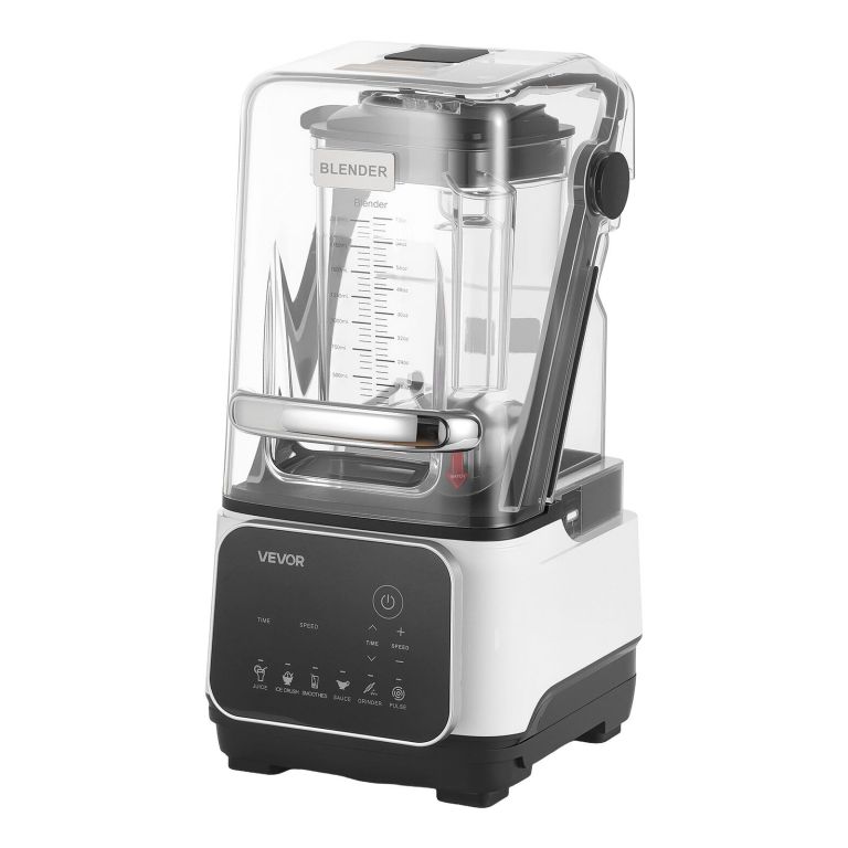 Commercial blender with soundproof cover and digital controls